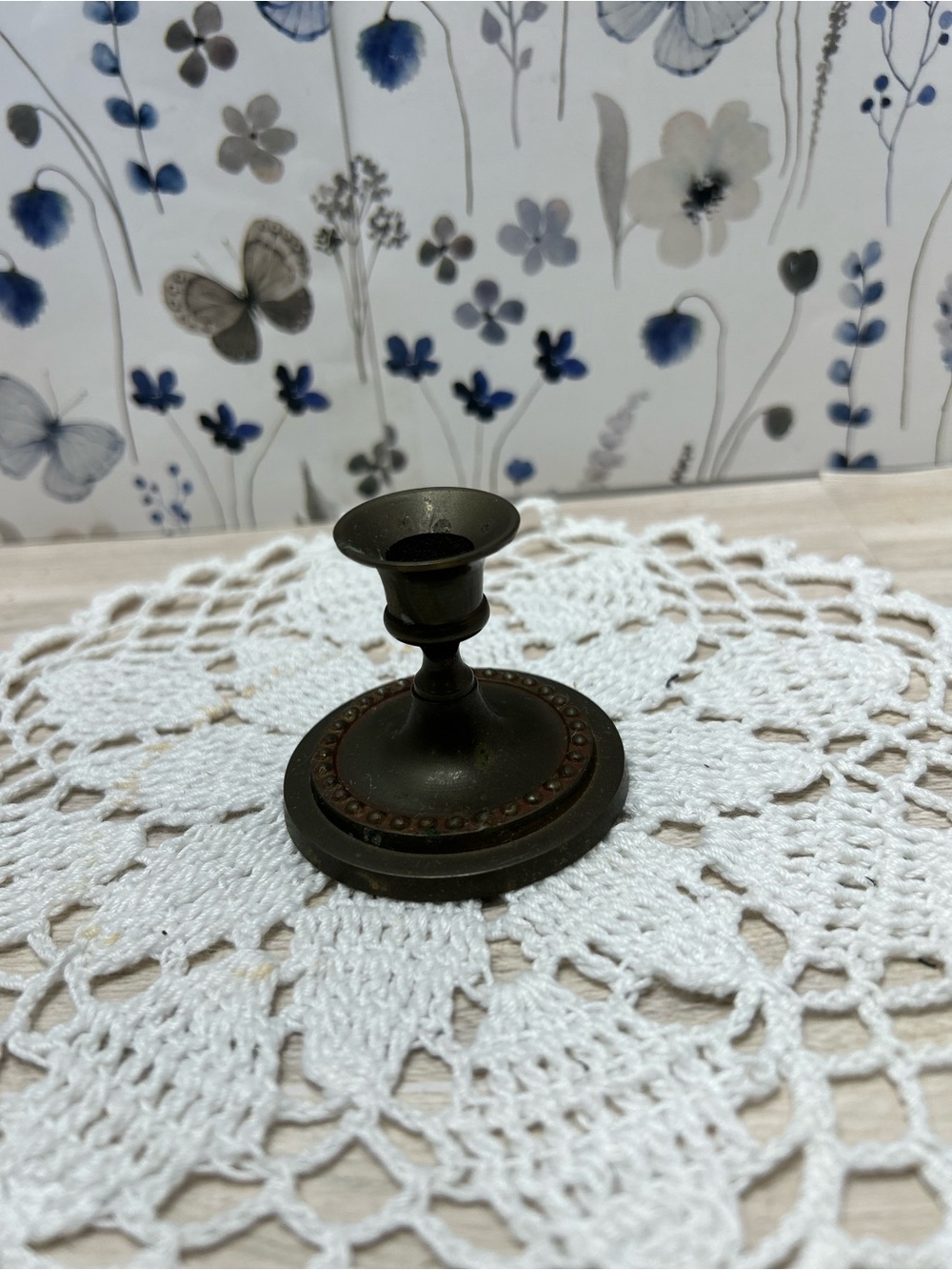 Vintage Brass Taper Candlestick Holder Aged Patina